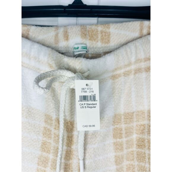 NWT Aerie Fleece Plaid Pajama Joggers Women’s Size Small Tan - Picture 4 of 4